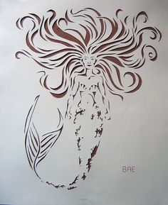 a drawing of a woman with long hair on her head and flowing hair in the wind