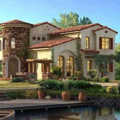 Small Mediterranean Homes Exterior, Small Tuscan House, Aesthetic House Exterior, Creative Home Decor Ideas, Tuscan House, Casas Coloniales