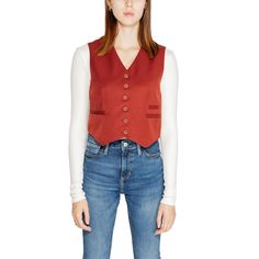 Red Sleeveless Gilet. Brand: Vero Moda. Gender: Women. Type: Gilets. Season: Fall/Winter. Color: Red. Pattern: Plain. Fastening: Buttons. Sleeves: Sleeveless. Composition: 100% Polyester. Washing: Machine Wash At 30. Article Code: 10311425. Fall Sleeveless Tank Top With Button Closure, Fitted Fall Tank Top With Button Closure, Fitted Tank Top With Button Closure For Fall, Workwear Tank Top With Button Closure For Fall, Chic Fall Tank Top With Button Closure, Red Sleeveless Vest With Buttons, Chic Button Closure Vest For Fall, Fitted Red Vest With Buttons, Classic Red Vest For Workwear