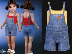 Adorable denim overalls paired with a vibrant shirt, featuring playful button details and functional pockets. This cheerful outfit is perfect for everyday adventures and playful moments.