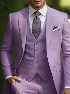 Coffee Men's Wedding Suits 2 Piece Plus Size Solid Colored Tailored Fit Double Breasted Six-buttons 2024 2024 - $95.99 Purple Tuxedo, Linen Suits For Men, Prom For Guys, Gothic Outfit, Party Jacket, Prom Suits For Men, Cheap Suits, Dinner Suit, Party Jackets