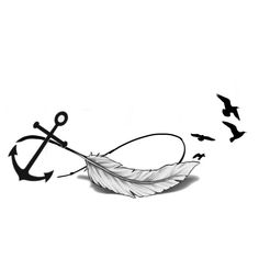 a drawing of an anchor and a feather