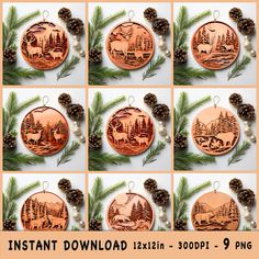 christmas ornament ornaments with deer and pine cones