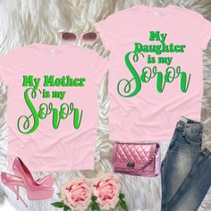 AKA FAMILY LEGACY Shirts! Customize each shirt with your Family Soror Member This is a great gift for your AKA Legacy Family member - You can have matching shirts with your mother, daughter, sister, cousin, best friend, aunt, niece, godmother, god daughter,  grandmother and granddaughter. There are the best crossing and probate gifts to give to your AKA family member.  Please Check size chart. How to Order * Pick your shirt type and size Your design will be printed on the front. *Pick your t-shi Aka Legacy, Probate Gifts, Cousin Best Friend, Sorority Paraphernalia, Grandmother And Granddaughter, Alpha Kappa Alpha Sorority Paraphernalia, God Daughter, Aunt Niece, Family Legacy