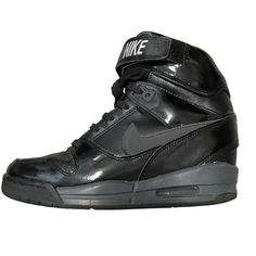 Women’s Nike Air Revolution Sky Hi Sneakers Black Leather & Patent Leather 7.5 Get Your Height In Style With These Sneakers! Minimal Signs Of Wear. Minimal Scuffs Here And There, But Are As Pictured. The Scuffs Are Hard To See. High-top Synthetic Wedge Boots For Streetwear, High-top Synthetic Wedge Sneakers With Height Increase, Sporty High-top Wedge Sneakers With Height Increasing Feature, Sporty High-top Wedge Sneakers With Height Increase, Sporty Wedge Sneakers With Boost Midsole And Round Toe, Sporty High-top Height-increasing Sneakers, Black Platform Sneakers With Wedge Heel For Streetwear, Sporty Height Increasing High-top Sneakers, Black Wedge Heel Platform Sneakers For Streetwear