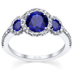 A girl can dream, right? Three Stone Halo Engagement Ring, Three Stone Engagement Rings Halo, Three Stone Sapphire Ring, Blue Sapphire Engagement Ring, Blue Engagement Ring, Diamond Halo Engagement Ring, Sapphire Engagement Ring Blue, Sapphire Engagement Ring, Three Stone Engagement Rings