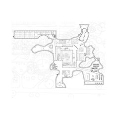 a drawing of a floor plan for a building with multiple floors and various areas in it