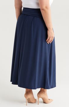 Versatility is key in this stretch-jersey maxi skirt that doubles as a strapless dress. 34" length Unlined 92% polyester, 8% spandex Machine wash, tumble dry Imported Summer Lined Elastane Maxi Skirt, Summer Elastane Lined Maxi Skirt, Summer Maxi Skirt With Lined Elastane, 4-way Stretch Maxi Skirt For Summer, Summer Maxi Skirt With Elastane Lining, Flowy Lined Maxi Skirt, Flowy Elastane Skirt With Elastic Waistband, Solid Color Skirt With Wide Waistband And 4-way Stretch, Stretch Elastane Maxi Skirt With Lining