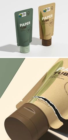 two different packaging designs, one for paper and the other for coffee