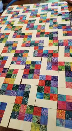 the quilt is laid out and ready to be sewn