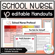 the school nurse printable handouts for students to use on their own desks