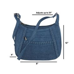 This fashionable brushed denim handbag is packed with organizational features! The handbag features 2 spacious fully lined main zip compartments for larger items like a wallet and 2 exterior zipper pockets for items you want to access quickly like a phone or keys! The adjustable shoulder strap allows this handbag to be worn on the shoulder or crossbody style. Spot Clean Only. Made of 100% Cotton Denim Handbag, Denim Handbags, Stylish Purse, Stylish Shoulder Bag, Shoulder Handbag, Hobo Handbags, Cotton Bag, Shoulder Handbags, Handbag Accessories