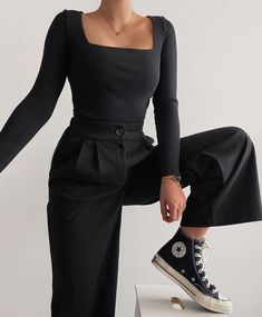 Body Suit Outfits, Looks Black, 가을 패션, Mode Inspiration, Looks Vintage, Office Outfits, Outfits Casuales, Black Outfit