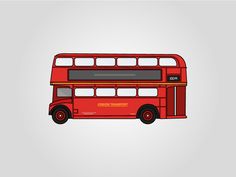 a red double decker bus on a gray background