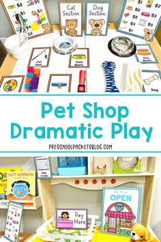 Pet Shop Dramatic Play Printables for preschool kids Pet Theme Preschool Activities, Pet Shop Dramatic Play, Pet Theme Preschool, Play Cafe Ideas, Pre K Crafts, Classroom Pets, Learning Corner