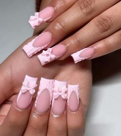 Bow Nails, Short Acrylic Nails Designs, Square Acrylic Nails