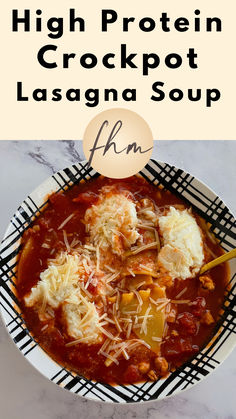 recipe - high protein Crockpot Lasagna Soup High Protein Crockpot Pasta, High Protein Soup Recipes Crockpot, Macro Soup, Bariatric Friendly Crockpot Recipes, 21 Day Fix Crockpot Recipes, Macro Friendly Winter Recipes, High Protein Crock Pot Recipes, Macros Friendly Soups, Macro Friendly Crockpot Soup Recipes