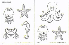 an image of sea animals coloring pages