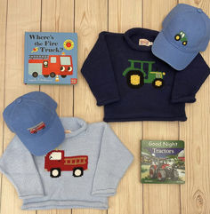 We have firetrucks, tractors, cars, planes and more for your little one!