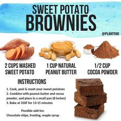 sweet potato brownies recipe with instructions on how to make them in minutes or less