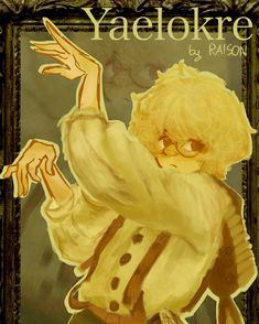 an illustration of a young boy with glasses and a yellow jacket on, holding his arms out in the air