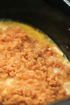 the food is cooked in the crock pot and ready to be put into the slow cooker