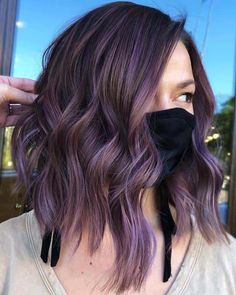 Angelic Hair, Purple Highlights Brown Hair, Purple Brown Hair, Lavender Hair Colors, Purple Balayage, Highlights For Dark Brown Hair