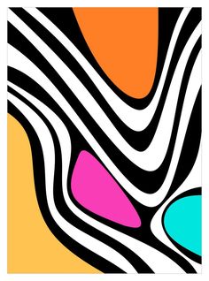 an abstract painting with black, white and pink lines on the bottom half of it