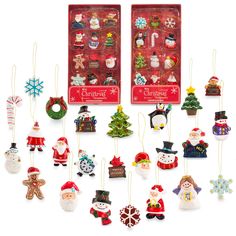 christmas ornament assortment in red box on white background