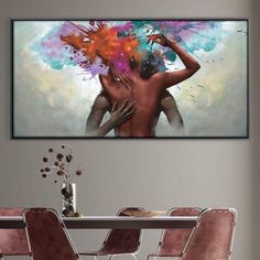 Sensual Embrace Canvas Art 50 x 25cm / Unframed Canvas Print Clock Canvas Abstract Art Bedroom, People Embracing, Dna Artwork, Unstretched Canvas, Painting Bedroom, Open Wall, Framed Oil Painting, Unframed Wall Art, Art Bedroom