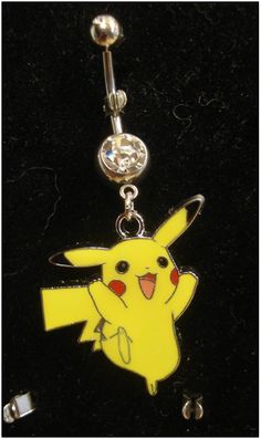 a yellow pokemon pikachu belly button navel ring