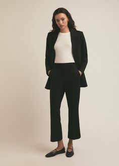 THE ALISSA PANT Classic Ankle-length Fall Pantsuit, Classic Fall Ankle-length Pantsuit, Classic Fall Pantsuit With Ankle-length Pants, Chic Ankle-length Tailored Pantsuit, Chic Ankle-length Pantsuit, Chic Straight Leg Workwear Blazer, Chic Straight Leg Blazer For Workwear, Fitted Wide Leg Ankle-length Work Pants, Chic Pantsuit With Welt Pockets And Straight Hem