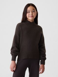 Supersoft cotton-blend over Mockneck Sweater, Gap Kids, Girl Sweatshirts, Work Life, Mock Neck Sweater, Oversized Sweater, The Gap, New Woman, Mock Neck