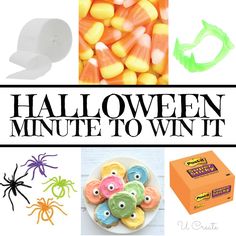 an advertisement for halloween with candy and candies