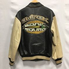 ad eBay - AVIREX Leather Varsity Jacket Size S Black Beige Sonic Squad APH 90s Vintage - Buy Now, click the link (eBay) 90s Style Leather Jacket For Winter Streetwear, 90s Style Fall Outerwear For Streetwear, Retro Black Leather Jacket For Streetwear, 90s Style Varsity Jacket For Winter Streetwear, 90s Style Winter Varsity Jacket For Streetwear, 90s Style Leather Jacket For Fall Streetwear, Vintage Black Varsity Jacket For Streetwear, Leather Varsity Jackets, Clothing Men