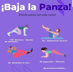 a woman doing yoga poses with the words ibja la panza