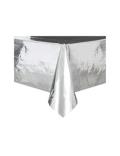 a shiny silver tablecloth on a white background