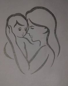 a drawing of a mother holding her child