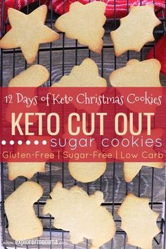 keto cut out sugar cookies on a cooling rack