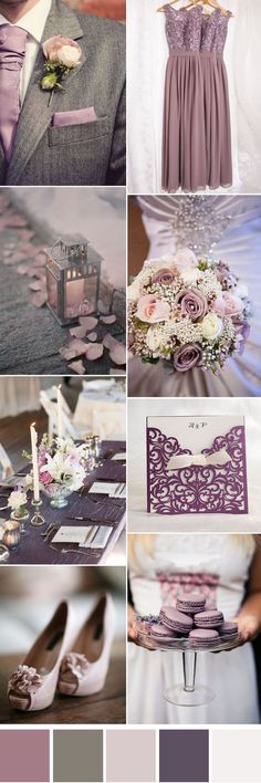 the wedding color scheme is purple and gray