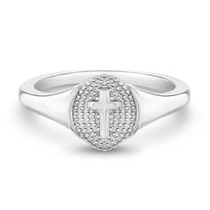 One of our most popular religious jewelry items, this cross signet ring is the perfect touch of Christianity in jewelry. The ring is crafted entirely in 925 sterling silver, making it naturally hypoallergenic and suitable for children with sensitive skin. Its beautiful design make it ideal for young girls & preteens. Available in sizes 2 through 5. Giving this ring as a thoughtful gift? Gift box is included. Teen Ring, Teen Necklaces, Teen Earrings, Baby Necklace, Baby Rings, Teen Jewelry, Baby Earrings, Kids Rings, Baby Jewelry