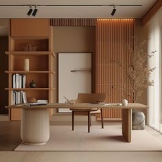 Japandi Home Office Earthy Study Room, Organic Workspace, Japandi Workspace, Simple Home Office Ideas, Japandi Office Design, Minimal Office Design, Japandi Office, Japandi Home Office, Interior Design Home Office