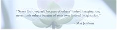 a white flower with a quote on it that says, never limit yourself because of others limited