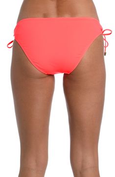 Classic bikini bottoms have cute bead-tipped ties at the sides that adjust to the perfect fit and look for you. Full back coverage Lined 83% nylon, 17% elastane Hand wash, line dry Imported Stretch Drawstring Bottoms For Beach Party, String Swimwear With Drawstring, Beachwear Tie-side Bottoms For Swimming, Beachwear Bottoms With Tie-side For Swimming, String Bottoms For Poolside And Beach Season, String Swimwear With Side Ties For Beach Season, Beach Season String Swimwear With Side Ties, Tie-side Bottom Swimwear For Pool, String Swimwear With Side Ties For Swimming