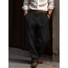 Season:Spring  Summer; Fabric:Linen Cotton Blend; Gender:Men's; Style:Basic,Fashion; Occasion:Holiday,Daily,Casual; Fit Type:Regular Fit; Function:Breathable,Comfort; Waistline:Mid Waist; Pattern:Plain; Design:Front Pocket,Straight Leg; Brand:OUKU; Pants Type:Trousers,Linen Pants,Pleated Pants,Summer Pants,Dress Slacks; Fly Type:Button; Front page:FF; Listing Date:08/16/2023; Hips:; Length:; Waist:; Fit US Size:null; Fit UK Size:null; Fit EU Size:null Mens Linen Pants, Baggy Hoodie, Mens Suit Vest, Cotton Linen Pants, Trench Coat Men, Hoodies Men Pullover, Urban Lifestyle, Mens Linen, Jackets Men Fashion