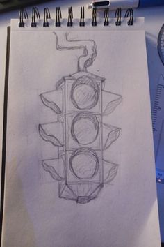 a pencil drawing of a traffic light