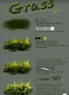 some grass is shown with different colors and sizes on the bottom right hand corner in this graphic