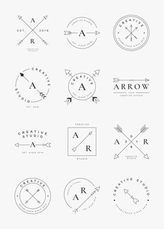 the logos for arrows and arrows are drawn in black ink on white paper, with an arrow