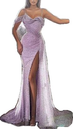 Sleeveless Glitter Gown For Evening, Sleeveless Sparkling Dress For Gala, Sparkling Sleeveless Dress For Gala, Fitted Sleeveless Glitter Gown, Sleeveless Fitted Glitter Gown, Sleeveless Sparkling Gala Dress, Sequin Spaghetti Strap Dress For Banquet, Purple Sleeveless Sequin Dress For Prom, Glitter Gala Dress With Spaghetti Straps