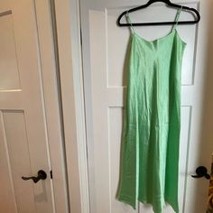 Silk Satin Slip Dress , Worn To A Wedding Once And Dry Cleaned Lime Green Dress, Dresses Satin, Dress Satin, Satin Slip Dress, Satin Slip, Silk Satin, Green Dress, Lime Green, A Wedding